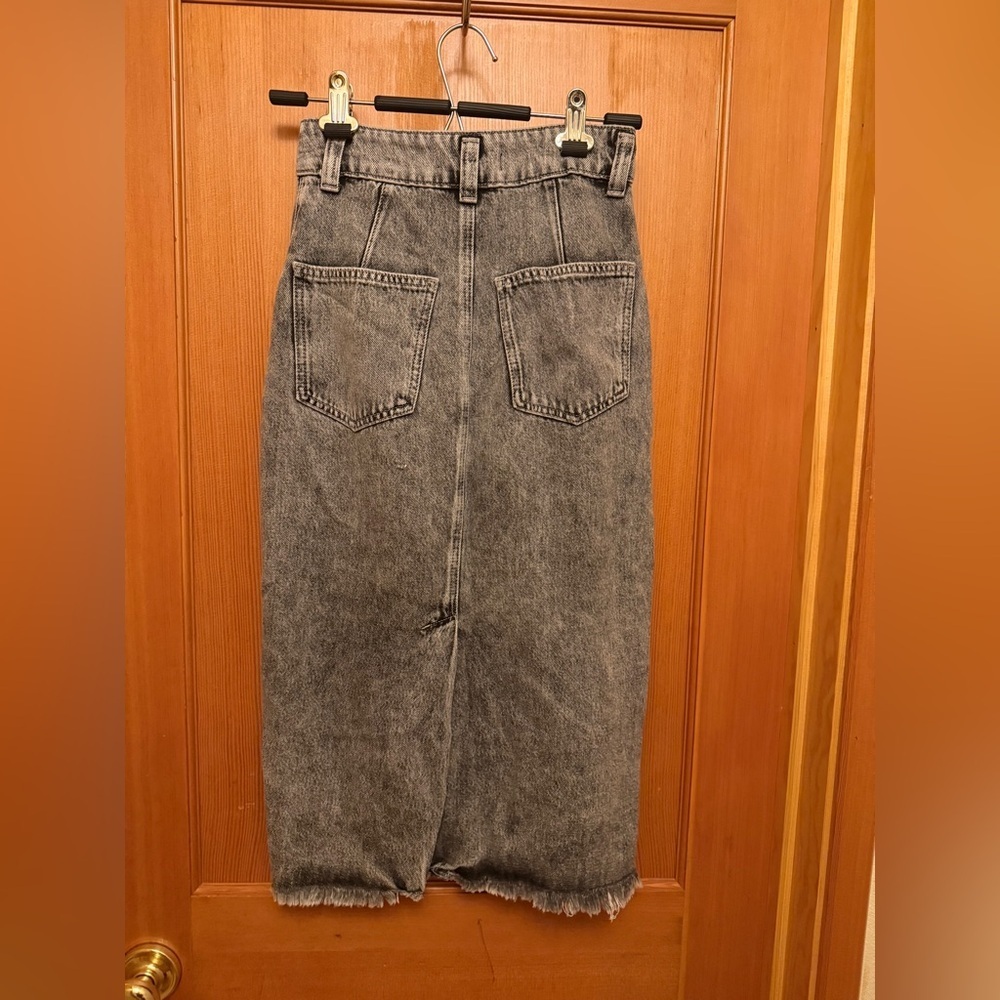 Free People Sidney Black washed denim midi skirt 25 NWOT - Picture 7 of 12